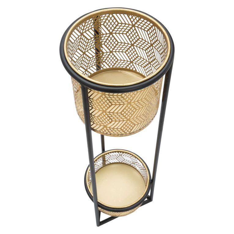 Vaso oro Nero set 2 Vasi, Portavasi Rimovibili Colore Struttura Nero, Diametro 21 cm - Holbox