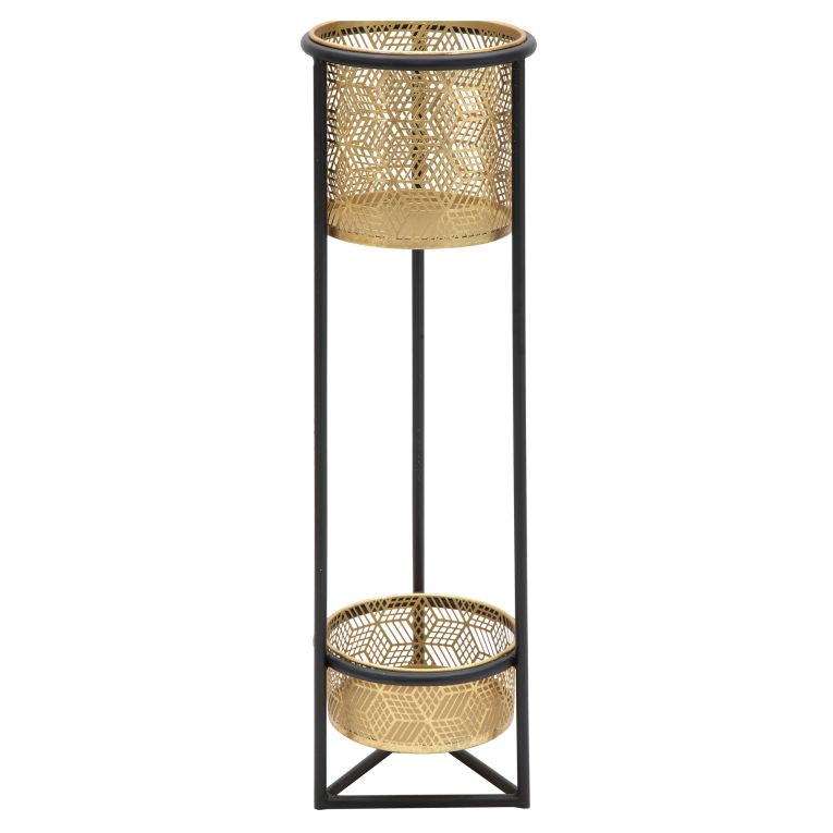 Vaso oro Nero set 2 Vasi, Portavasi Rimovibili Colore Struttura Nero, Diametro 21 cm - Holbox