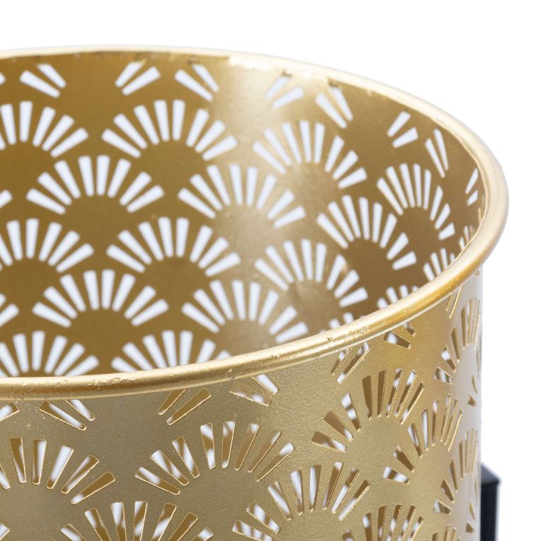 Vaso oro Nero set 2 Vasi, Portavasi Rimovibili Colore Struttura Nero, Diametro Vaso Grande: 20, Vaso Piccolo: 17 cm - Timna