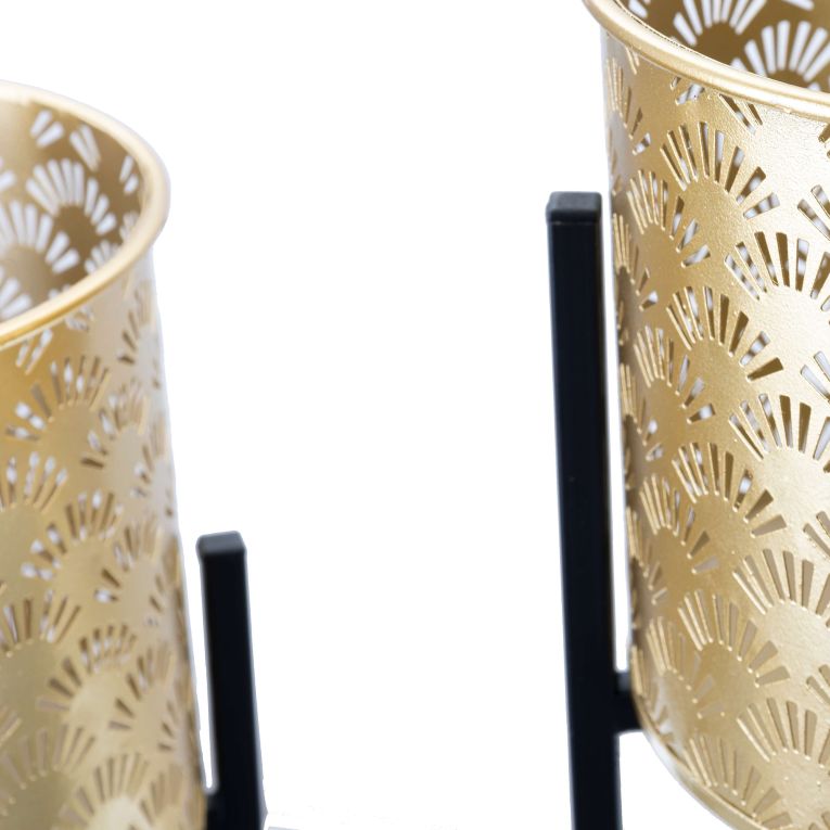 Vaso oro Nero set 2 Vasi, Portavasi Rimovibili Colore Struttura Nero, Diametro Vaso Grande: 20, Vaso Piccolo: 17 cm - Timna