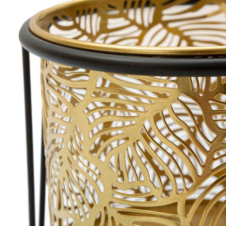 Vaso oro Nero set 2 Vasi, Portavasi Rimovibili Colore Struttura Nero, Diametro Vaso Grande: 20, Vaso Piccolo: 18 cm - Ilul