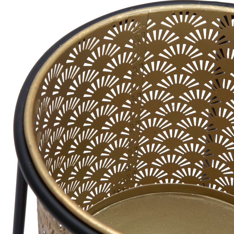 Vaso oro Nero set 2 Vasi, Portavasi Rimovibili Colore Struttura Nero, Diametro Vaso Grande: 22, Vaso Piccolo: 20 cm - Tikal