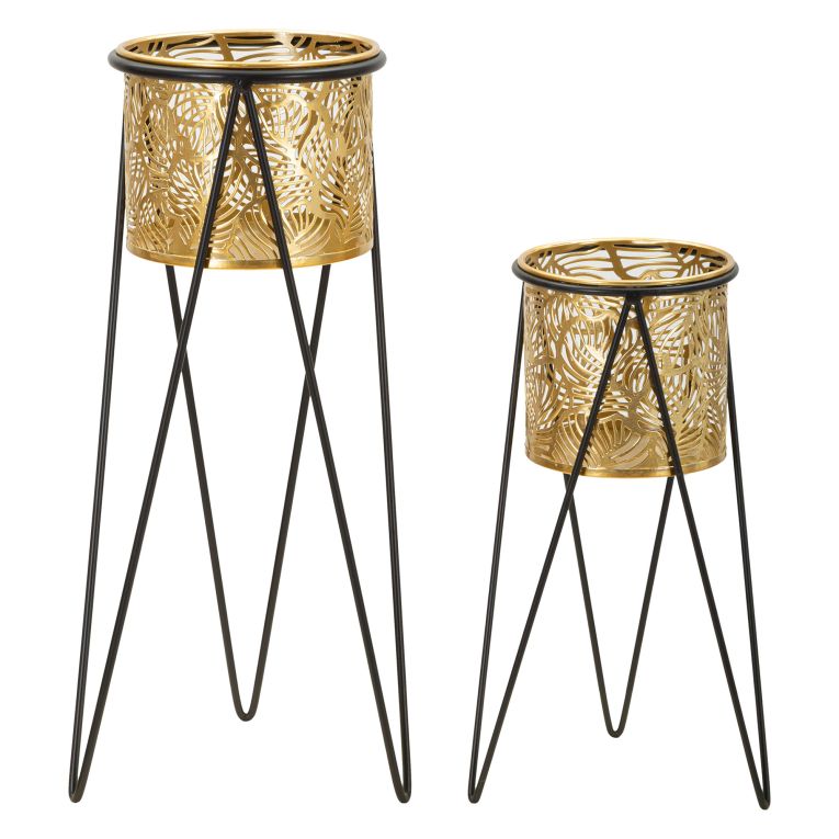 Vaso oro Nero set 2 Vasi, Portavasi Rimovibili Colore Struttura Nero, - ElTocu
