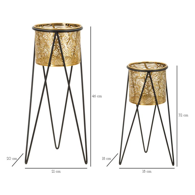 Vaso oro Nero set 2 Vasi, Portavasi Rimovibili Colore Struttura Nero, - ElTocu