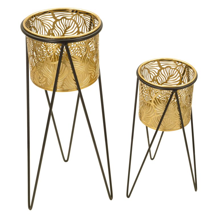 Vaso oro Nero set 2 Vasi, Portavasi Rimovibili Colore Struttura Nero, - ElTocu