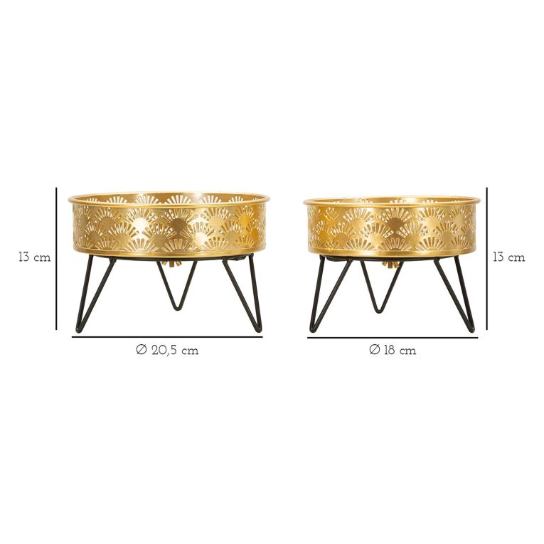 Vaso oro Nero set 2 Vasi, Portavasi Rimovibili Colore Struttura Nero, - MaeHon