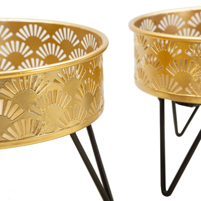 Vaso oro Nero set 2 Vasi, Portavasi Rimovibili Colore Struttura Nero, - MaeHon