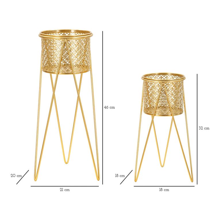 Vaso oro set 2 Vasi, Portavasi Rimovibili, - Ranya