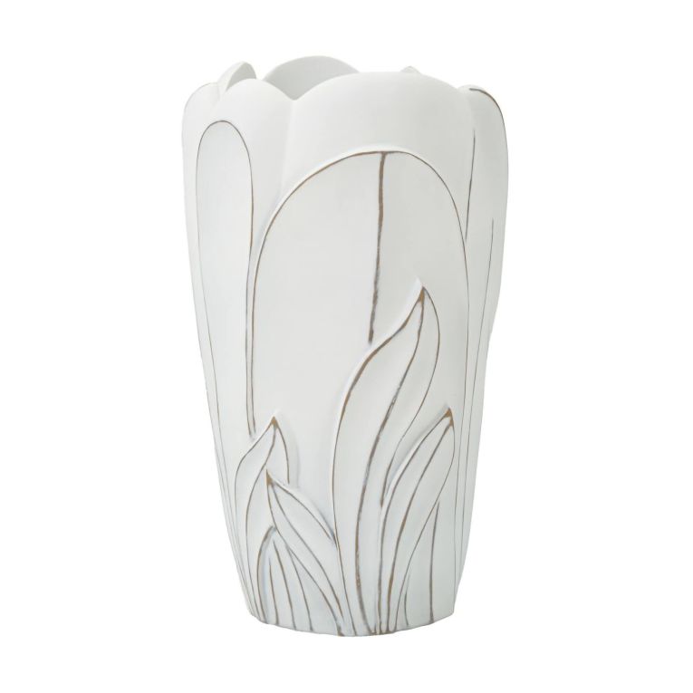Vaso Paranaiba, Complemento d'arredo, Articolo decorativo, Accessorio d'arredo, 29x29 h48 cm, Bianco