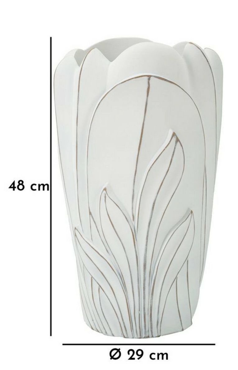 Vaso Paranaiba, Complemento d'arredo, Articolo decorativo, Accessorio d'arredo, 29x29 h48 cm, Bianco