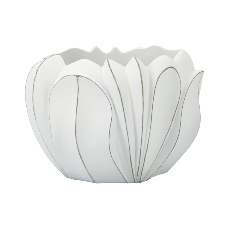 Vaso Paranapanema, Complemento d'arredo, Articolo decorativo, Accessorio d'arredo, 35x35 h24 cm, Bianco