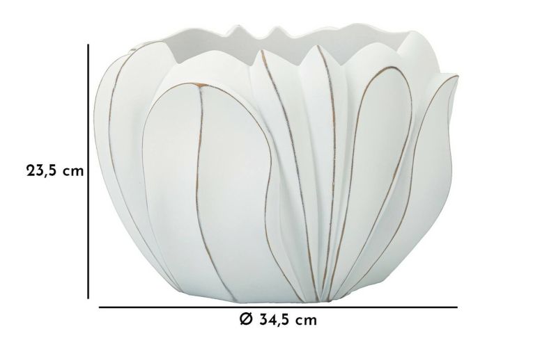 Vaso Paranapanema, Complemento d'arredo, Articolo decorativo, Accessorio d'arredo, 35x35 h24 cm, Bianco