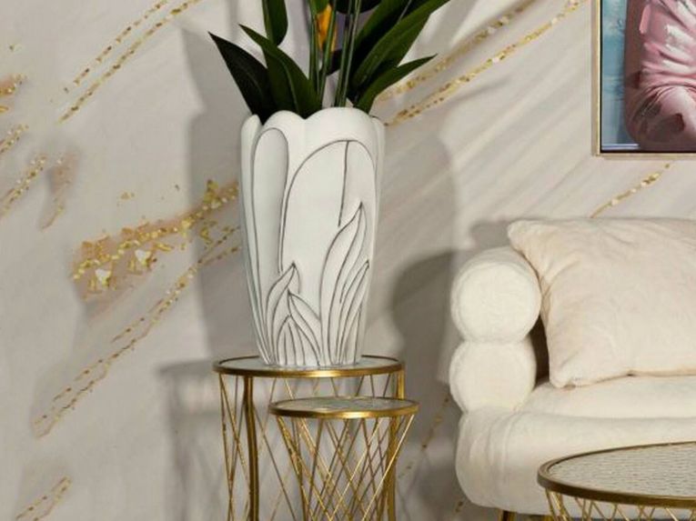 Vaso Tramigna, 29x29 h48 cm, Bianco