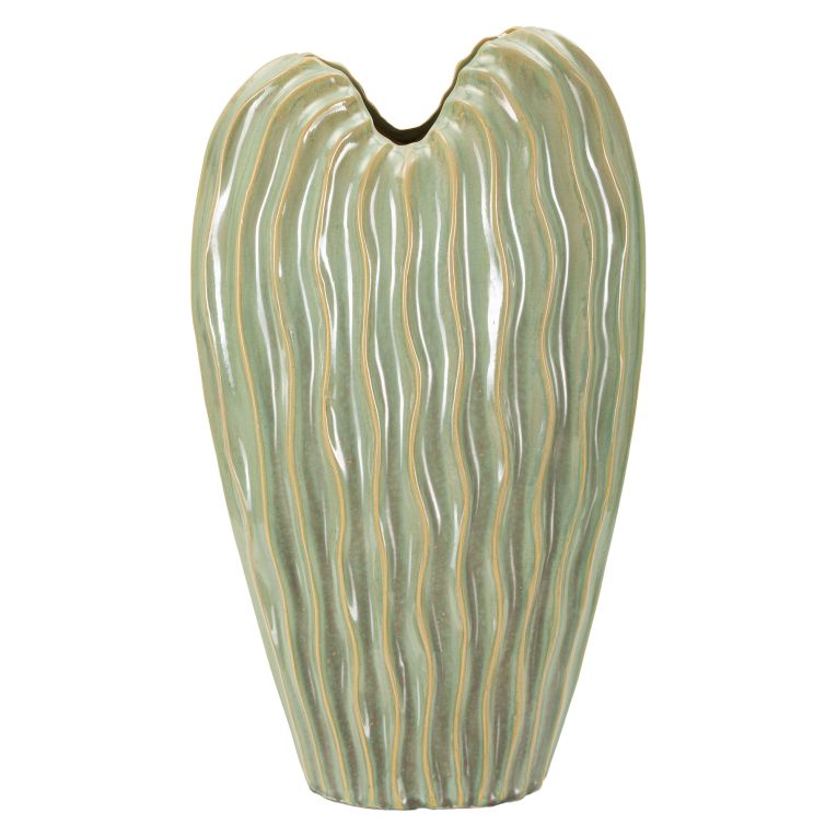 Vaso Verde Beige Finitura Effetto Materico Colore Struttura Beige, - Daronere