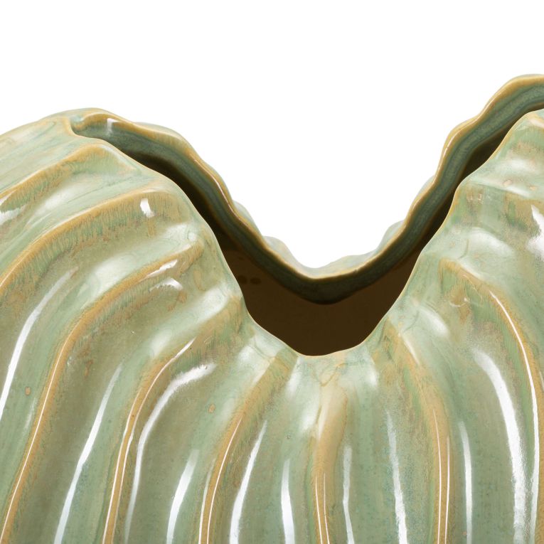 Vaso Verde Beige Finitura Effetto Materico Colore Struttura Beige, - Daronere
