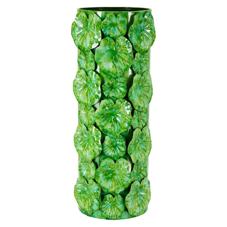 Vaso Verde Disegni con Foglie Diametro 15.5 cm, - Barri