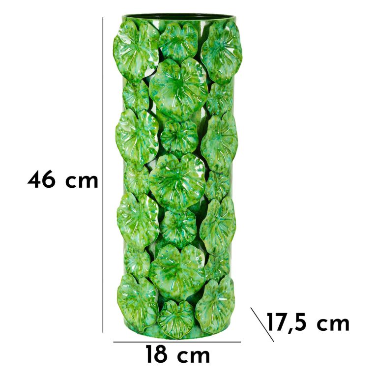 Vaso Verde Disegni con Foglie Diametro 15.5 cm, - Barri