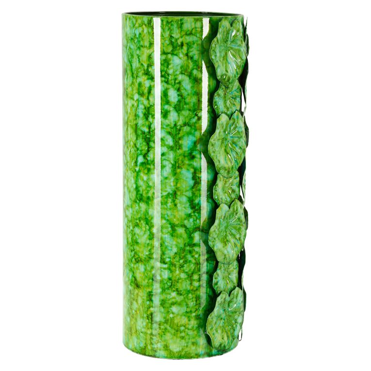 Vaso Verde Disegni con Foglie Diametro 15.5 cm, - Barri