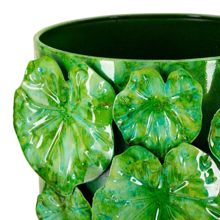 Vaso Verde Disegni con Foglie Diametro 15.5 cm, - Barri