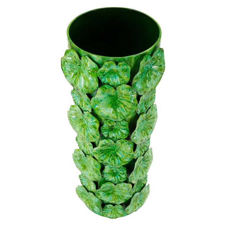 Vaso Verde Disegni con Foglie Diametro 15.5 cm, - Barri