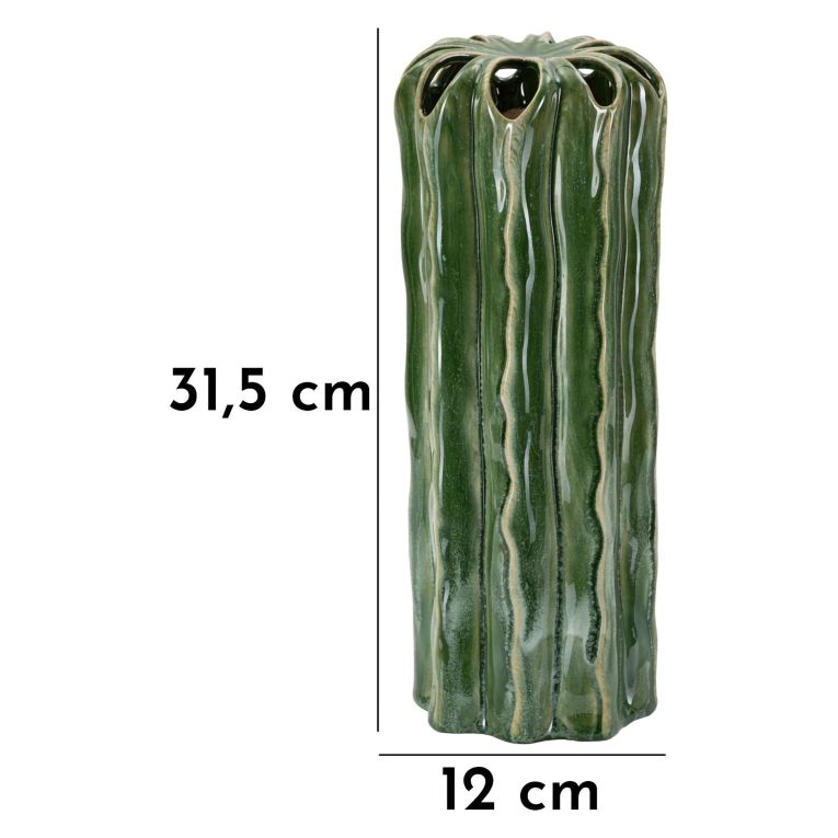 Vaso Verde Disegno con Cactus, - Baseva