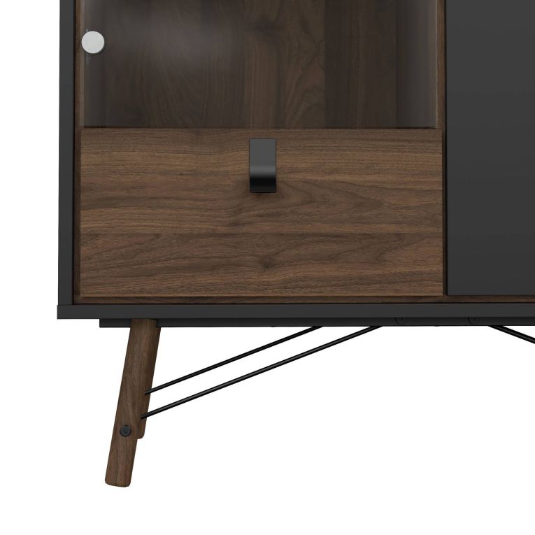 Vetrina 2 ante 101x40x161h cm nera e noce - Mora
