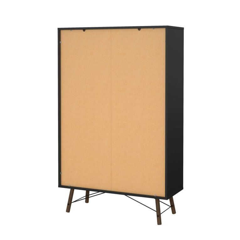 Vetrina 2 ante 101x40x161h cm nera e noce - Mora