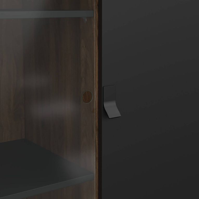 Vetrina 2 ante 101x40x161h cm nera e noce - Mora