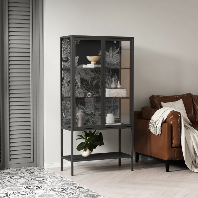 Vetrina 2 ante 80x35x160h cm ardesia - Busseto