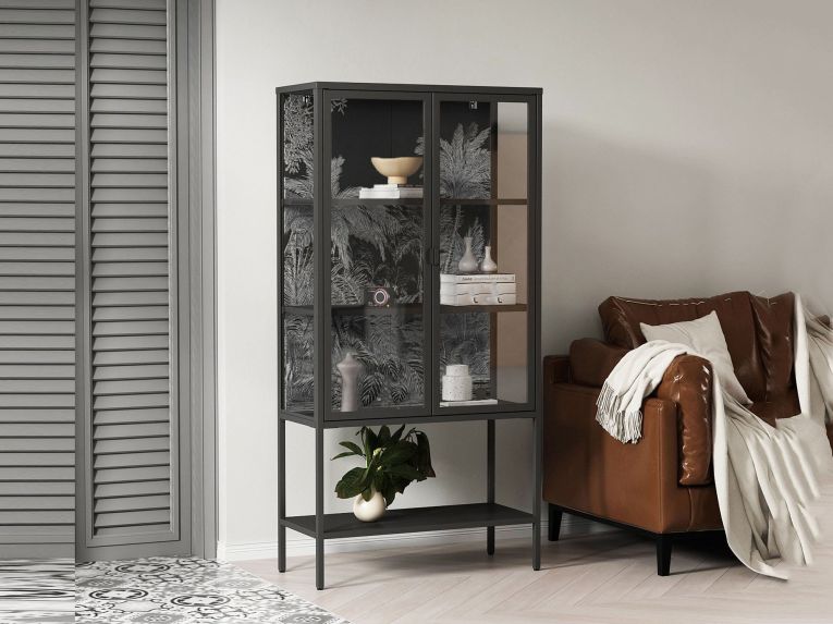 Vetrina 2 ante 80x35x160h cm ardesia - Busseto