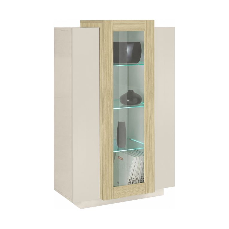 Vetrina Beige 7 Ripiani 10 Vani 80x38x120.5h cm, 3 Ante - Severino