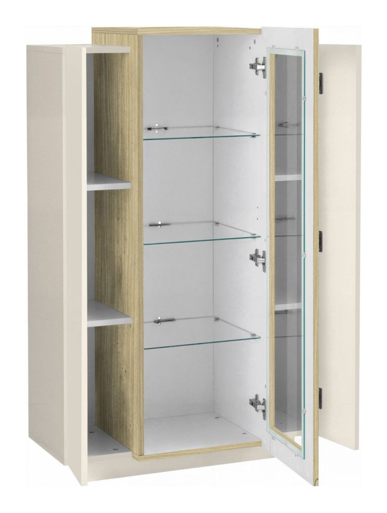 Vetrina Beige 7 Ripiani 10 Vani 80x38x120.5h cm, 3 Ante - Severino