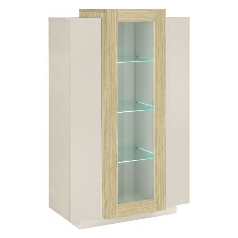Vetrina Beige 7 Ripiani 10 Vani 80x38x120.5h cm, 3 Ante - Severino