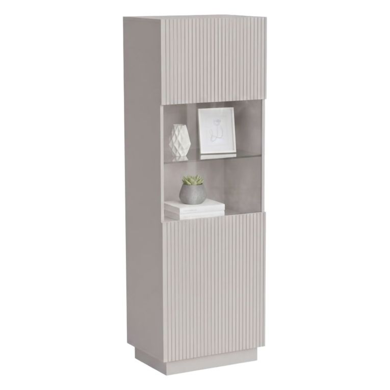 Vetrina Beige Cashmere 4 Ripiani 5 Vani 60x40x178h cm, Apertura Battente - Vadd