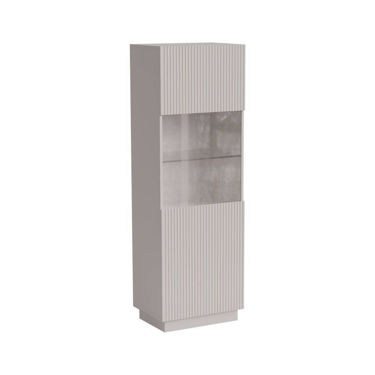 Vetrina Beige Cashmere 4 Ripiani 5 Vani 60x40x178h cm, Apertura Battente - Vadd