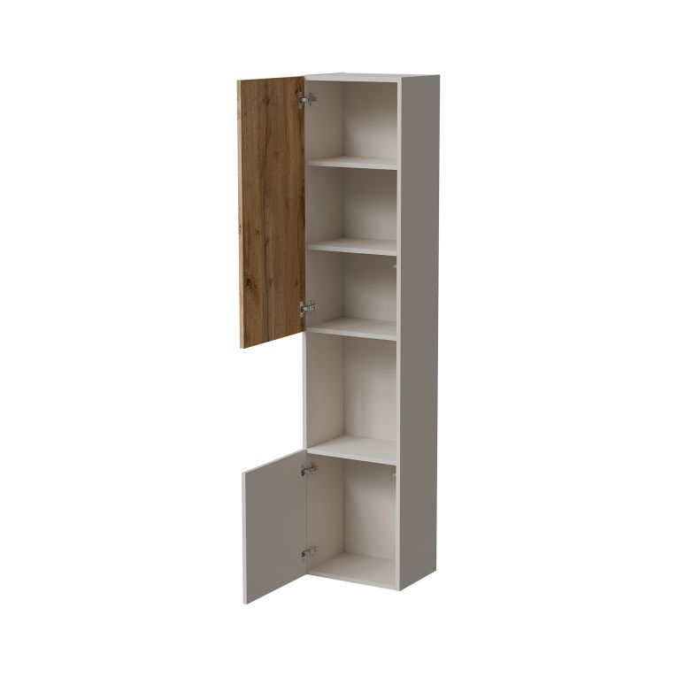 Vetrina Beige Marrone Rovere 4 Ripiani 2 Ante 39.9x29.8x180h cm, Apertura Push Pull - Botte