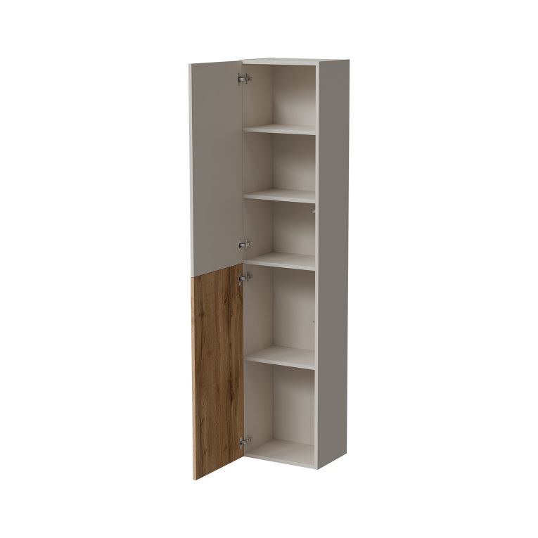 Vetrina Beige Marrone Rovere 4 Ripiani Un'anta 39.9x29.8x180h cm, Apertura Push Pull - Longano