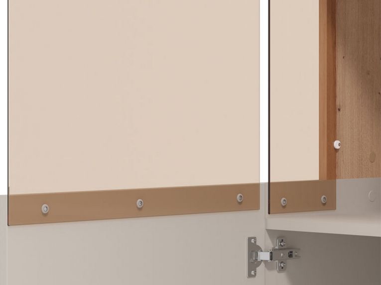Vetrina Beige Marrone Rovere Nodi 2 Ripiani Apertura Battente 77x35x127.5h cm, 2 Ante - Mezzago