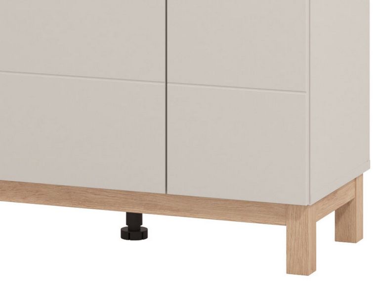 Vetrina Beige Marrone Rovere Nodi 2 Ripiani Apertura Battente 77x35x127.5h cm, 2 Ante - Mezzago