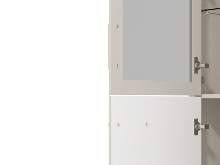 Vetrina Beige Marrone Rovere Nodi 4 Ripiani Apertura Battente 58x40x193h cm, 2 Ante - Sparso