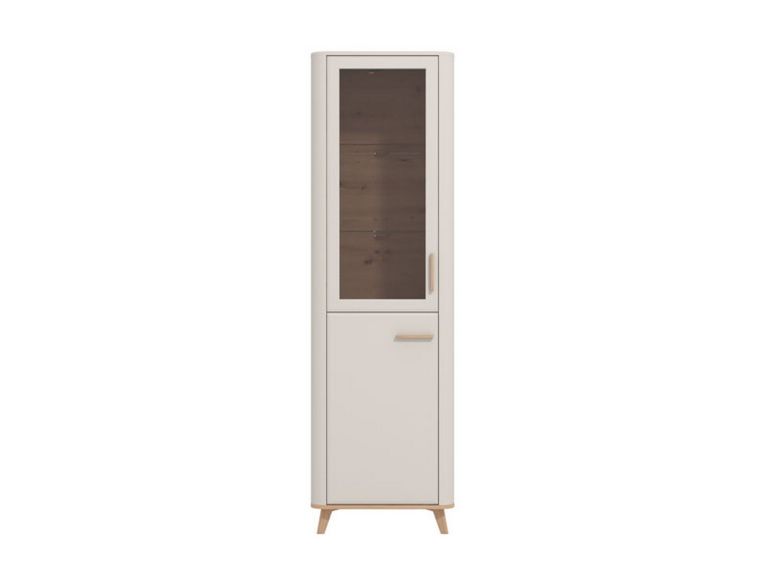 Vetrina Beige Marrone Rovere Nodi 4 Ripiani Apertura Battente 58x40x193h cm, 2 Ante - Sparso