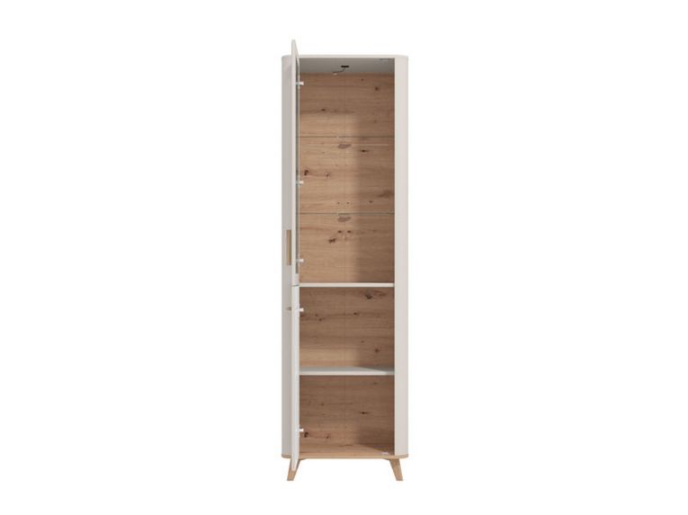 Vetrina Beige Marrone Rovere Nodi 4 Ripiani Apertura Battente 58x40x193h cm, 2 Ante - Sparso