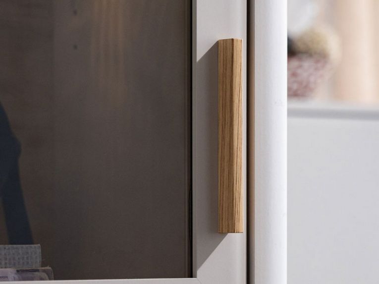 Vetrina Beige Marrone Rovere Nodi 4 Ripiani Apertura Battente 58x40x193h cm, 2 Ante - Sparso