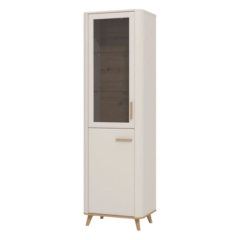 Vetrina Beige Marrone Rovere Nodi 4 Ripiani Apertura Battente 58x40x193h cm, 2 Ante - Sparso