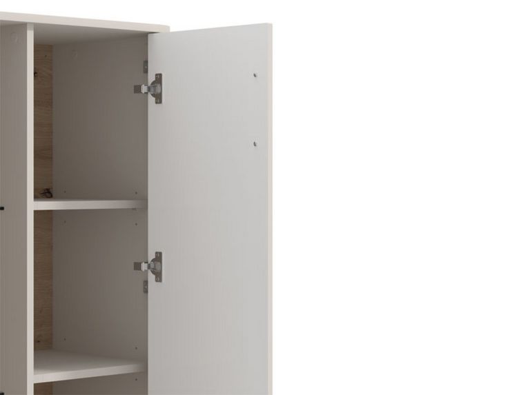Vetrina Beige Marrone Rovere Nodi 4 Ripiani Apertura Battente 90x40x116.5h cm, 2 Ante - Castella