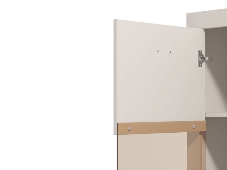 Vetrina Beige Nero 2 Ripiani 2 Ante 83.5x35x130h cm, 3 Vani - Imbaro