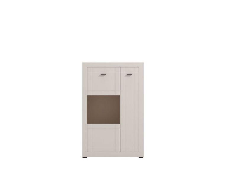Vetrina Beige Nero 2 Ripiani 2 Ante 83.5x35x130h cm, 3 Vani - Imbaro