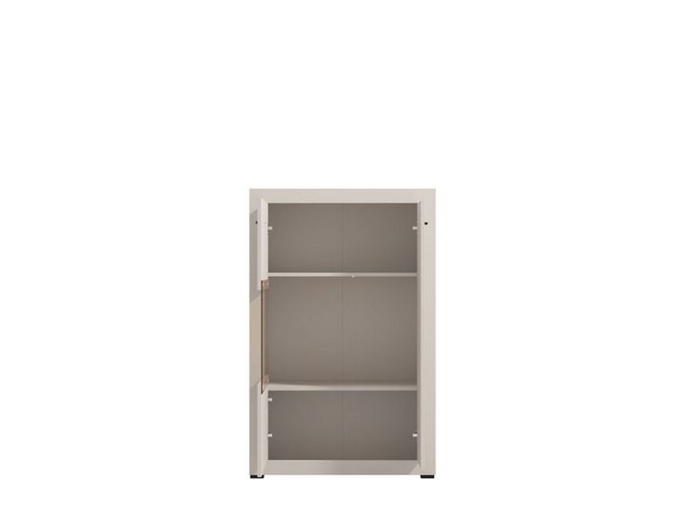 Vetrina Beige Nero 2 Ripiani 2 Ante 83.5x35x130h cm, 3 Vani - Imbaro