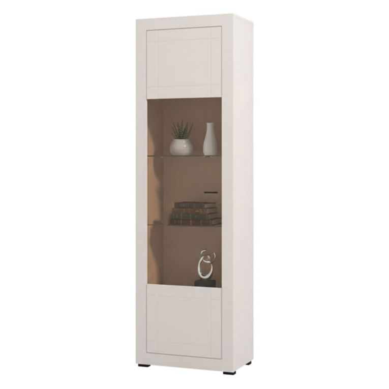 Vetrina Beige Nero 4 Ripiani Un'anta 58x35x194h cm, 5 Vani - Palena