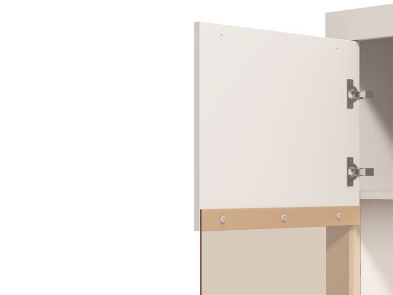 Vetrina Beige Nero 4 Ripiani Un'anta 58x35x194h cm, 5 Vani - Palena